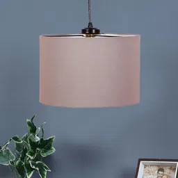 Devansh Grey Cotton Drum Hanging Lamp-16