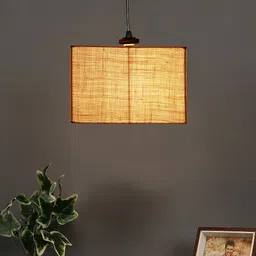 Devansh White Square Jute & Iron Ceiling Lamp-6