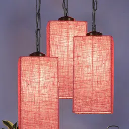 Devansh Pink Solid Jute Contemporary Hanging Ceiling Lamp-53