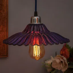 Homesake Violet Textured Glass Pendant Hanging Ceiling Lamp-picture-43
