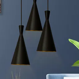 Homesake Black 3-Lights Round Cluster Cone Shaped Metal Ceiling Lamp-picture-16