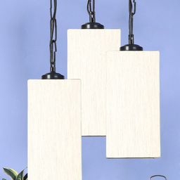 Devansh Off White Solid Cotton Contemporary Hanging Ceiling Lamp-54