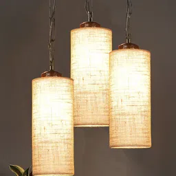 Devansh Beige Cylindrical Drum Cluster Ceiling Lamp image 2