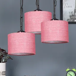 Devansh Pink Jute Cluster Ceiling Lamp image 4