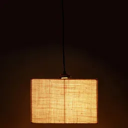 Devansh White Square Jute & Iron Ceiling Lamp image 4