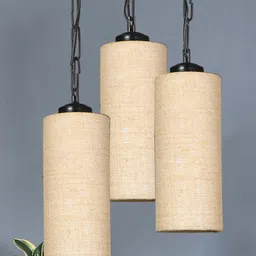 Devansh Beige Cylindrical Drum Cluster Ceiling Lamp image 3