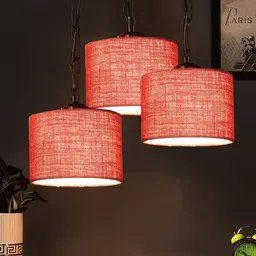 Devansh Pink Jute Cluster Ceiling Lamp image 5