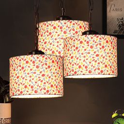 Devansh Multicoloured Printed Drum Cluster Hanging Lamp image 4