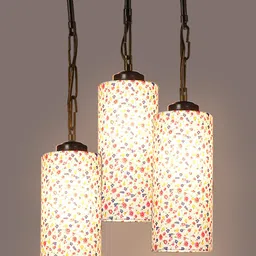 Devansh Multicoloured Printed Cylindrical Cluster Hanging Lamp image 3