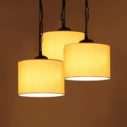 Devansh Off White Solid Spherical Drum Shaped Cluster Traditional Hanging Lamp image 5