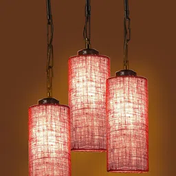 Devansh Maroon Jute Cluster Ceiling Lamp image 2