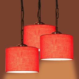 Devansh Red Round Drum Shaped Cluster Traditional Hanging Lamp image 4