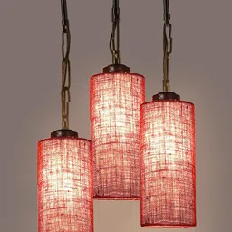 Devansh Maroon Jute Cluster Ceiling Lamp image 5