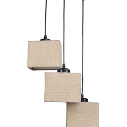 Devansh Beige & Black Jute Shade Square Cluster Hanging Lamp image 4