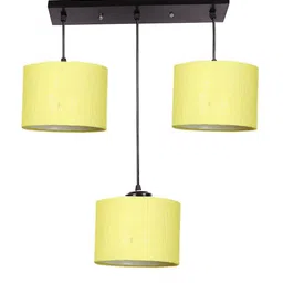 Devansh Yellow & Black Jute Shade Round Drum Cluster Hanging Lamp image 5