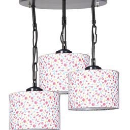Devansh Multicoloured Printed Drum Cluster Hanging Lamp image 2
