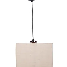 Devansh White Square Jute & Iron Ceiling Lamp image 3