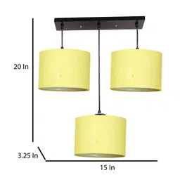 Devansh Yellow & Black Jute Shade Round Drum Cluster Hanging Lamp image 3