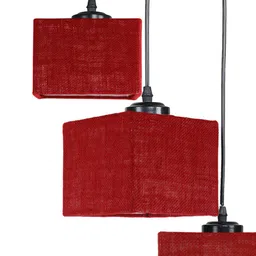 Devansh Maroon & Black Jute Shade Square Cluster Hanging Ceiling Lamp image 2