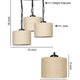 Devansh Beige Jute Drum Cluster Hanging Lamp image 4