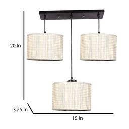 Devansh Beige & Black Textured Shade Round Drum Cluster Hanging Lamp image 2