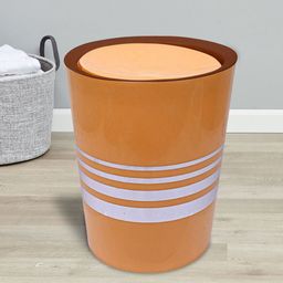 Kuber Industries Set Of 2 Yellow & White Striped 7L Dustbin With Swing Lid-55