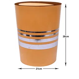Kuber Industries Set Of 2 Yellow & White Striped 7L Dustbin With Swing Lid image 2