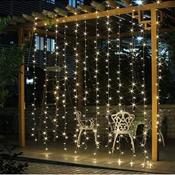 XERGY Gold Window Curtain String Lights With 8 Flashing Modes image 2