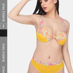CURWISH Women Pack Of 2 Floral Printed Thong Briefs-image-24