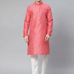 Luxrio Men Ethnic Motifs Embroidered Kurta with Pyjamas-image-10