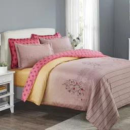 MYTRIDENT White and Blue 6-Pieces 210 TC Cotton Double King Bedding Set-30