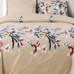 Laying Style Beige & Blue Floral 4 Pieces Double King Regular Bedding Set-picture-33