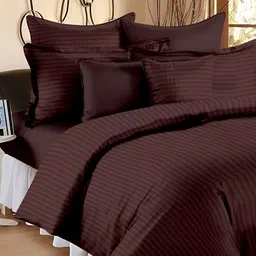 Laying Style Brown Striped 4 Pieces Double King Regular Bedding Set-picture-31