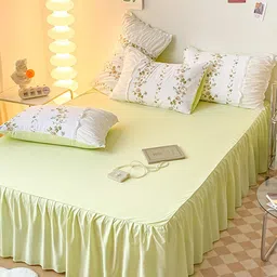 JC HOME Green & White Floral Printed Double King Bedding Set-2
