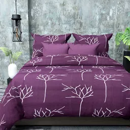 Laying Style Purple & White Floral 4 Pieces Double King Regular Bedding Set-image-38