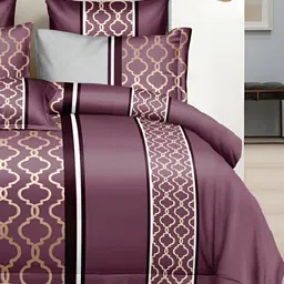 Laying Style Purple & White Geometric Double King Bedding Set-image-75