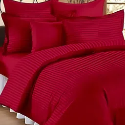 Laying Style Red 4 Pieces Striped Double King Regular Bedding Set-4