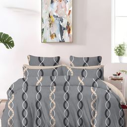 Laying Style Grey & Beige 4 Pieces Striped Double King Bedding Set-18