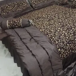 Laying Style Brown & Gold Toned 8 Pieces Ethnic Printed Double King Sized Bedding Set-picture-22