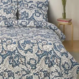 Laying Style White & Blue  4 Pieces Floral Double King Regular Bedding Set-picture-22