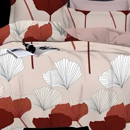 Laying Style Pink & Red 4 Pieces Floral Double King Regular Bedding Set-46