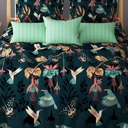 Laying Style Green & Pink Floral 4 Pieces Double King Regular Bedding Set-image-33