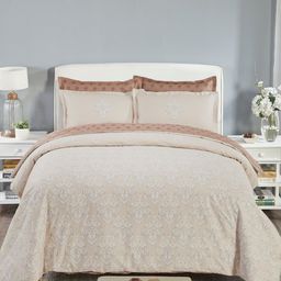 MYTRIDENT Beige  Brown 6-Pieces 210 TC Cotton Double King Bedding Set-23