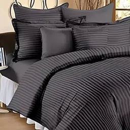 Laying Style Grey Striped 4 Pieces Double King Regular Bedding Set-picture-40