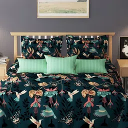 Laying Style Green & Pink 4 Pieces Floral Double King Bedding Set-picture-35