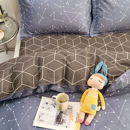 JC HOME Pure cotton Grey Printed Bedding Set-image-38