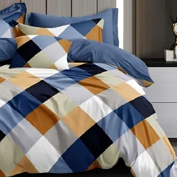 Laying Style White & Blue Geometric 4 Piece Double King Regular Bedding Set-image-37