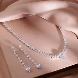 Rubans Rhodium-Plated Crystal-Studded Jewellery Set-image-25