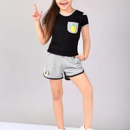 Naughty Ninos Girls Black & Grey T-shirt with Shorts-image-16