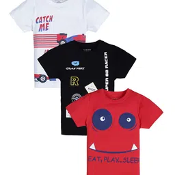 PLUM TREE Boys Pack of 3 Printed Pure Cotton T-shirts-image-35